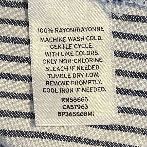 BP Stripe Button Down Shirt Lightweight Boho Soft Retro Academia Grandma Chic XL - Picture 6 of 6